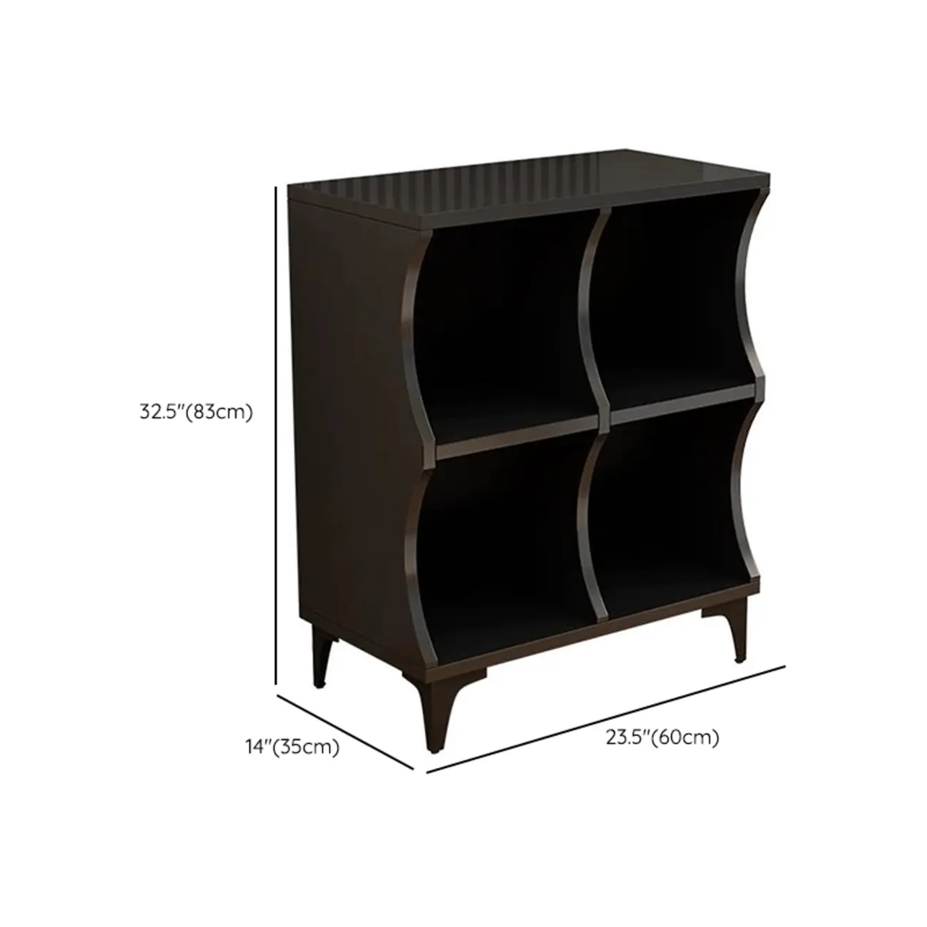 Modern Black Wooden 2-Tier Modular Cube Bookcase