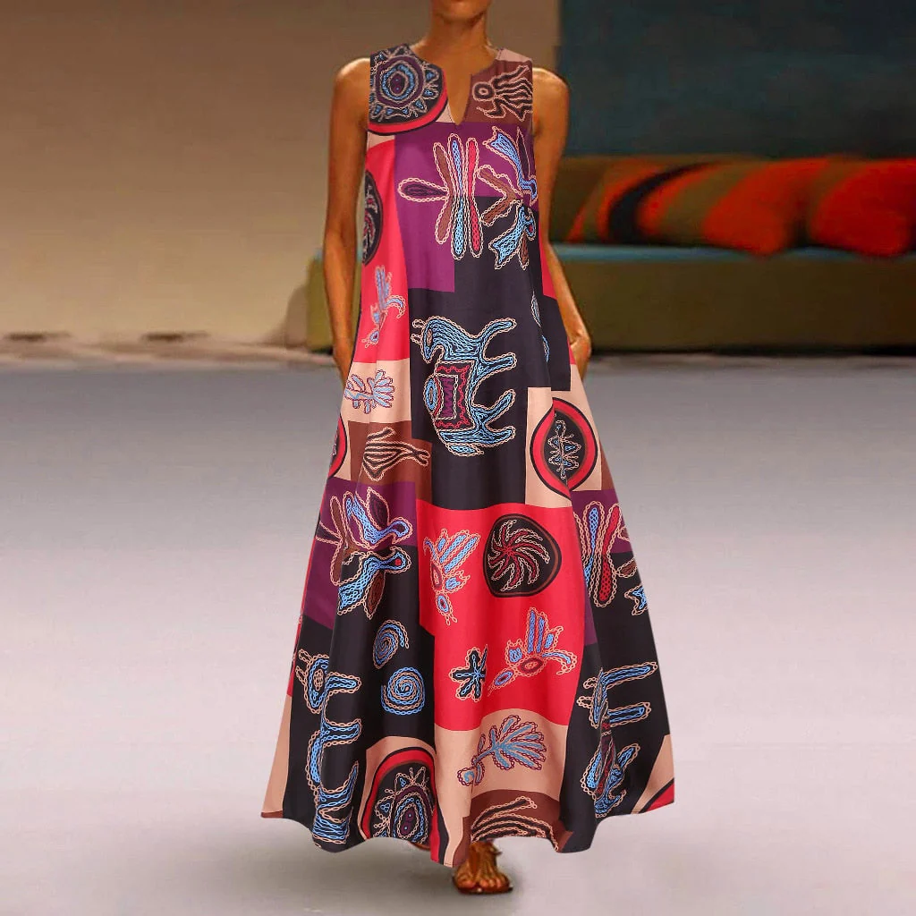 Floral Print Boho Casual Long Dress Summer Clothes For Women V-neck Sexy Off Shoulder Ladies Dresses Plus Size Maxi Dress - Deanwangkt