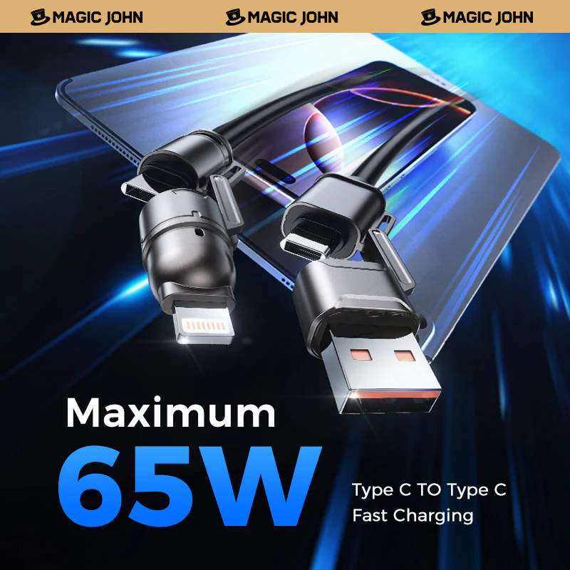 MAGIC JOHN 4-in-1 USB Charging Cable 65W Fast Charging