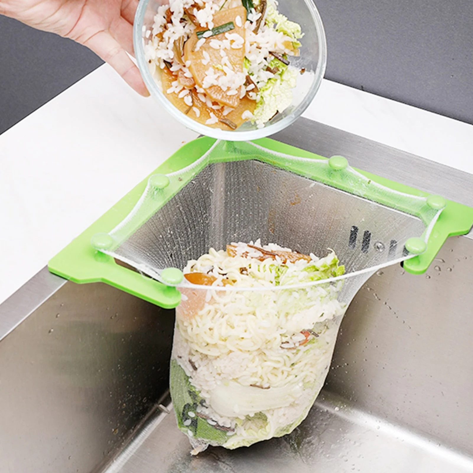 HULIANFU Kitchen Triangular Sink Strainer Drain Vegetable Fruit Drainer Basket Suction Cup Rack For Kitchen Storage Sink Filter Shelf - Deanwangkt