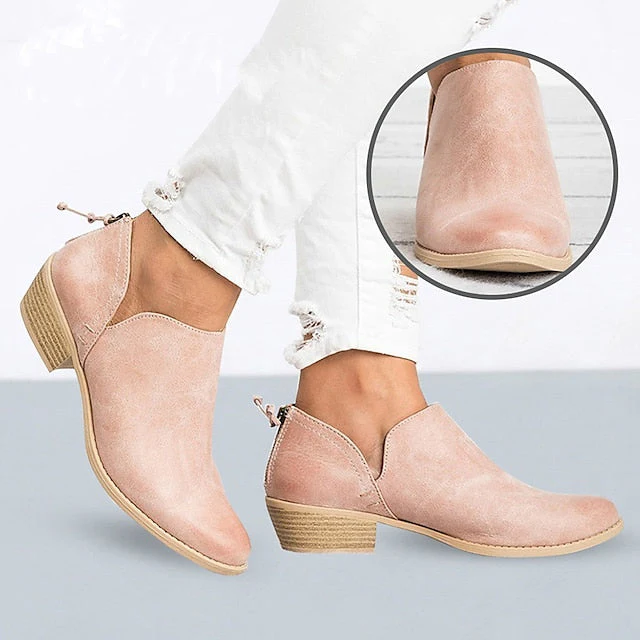 Women's Boots Slouchy Boots Chelsea Boots Outdoor Office Daily Booties Ankle Boots Summer Low Heel Cuban Heel Round Toe Elegant Casual Minimalism Walking Shoes Faux Leather Zipper Solid Color Black - Deanwangkt