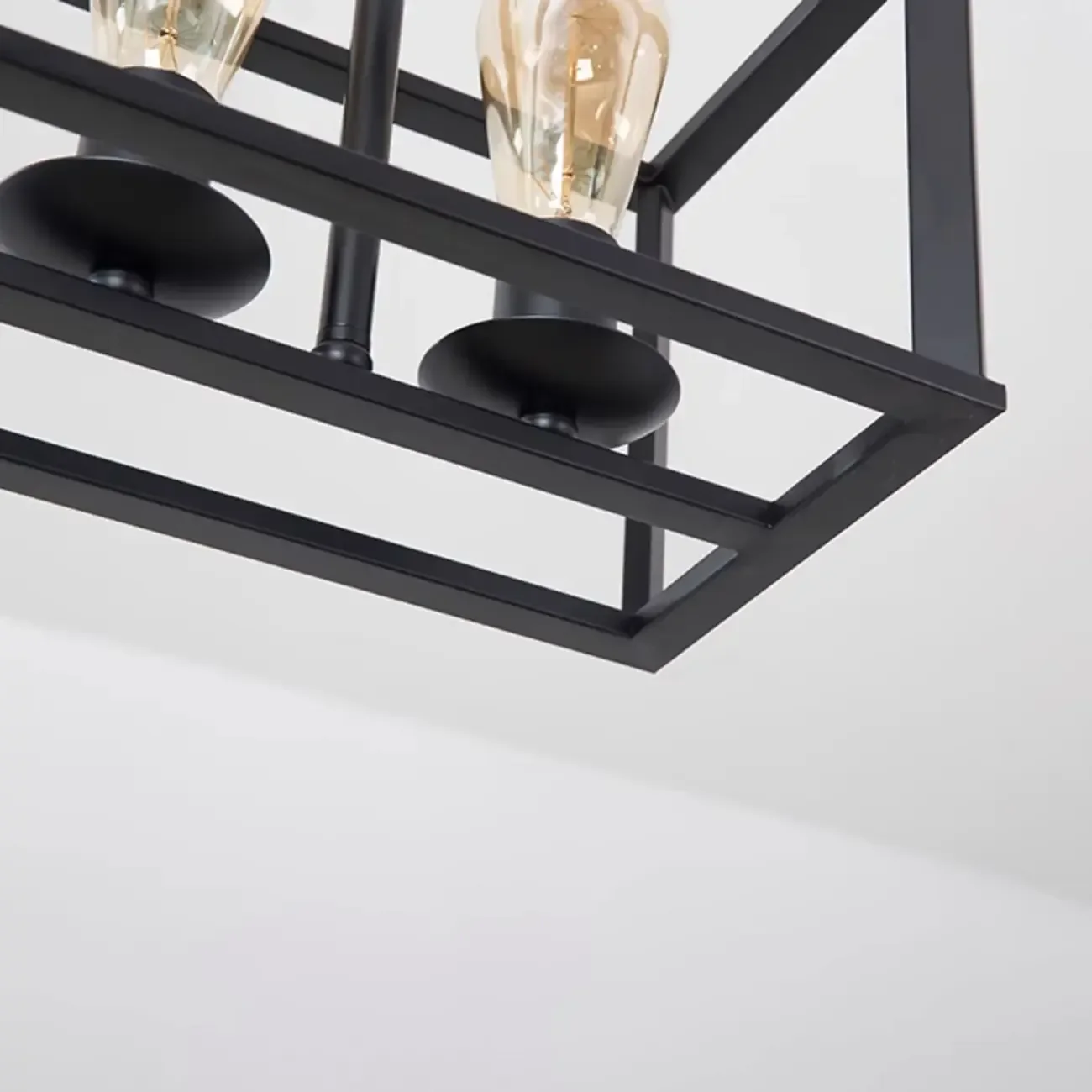 Industrial Rectangle Black 4-Light Kitchen Island Light