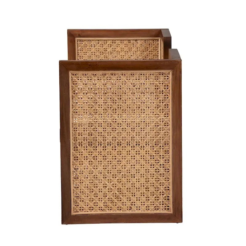 Lovina Bohemian Light Honey Rattan and Acacia Wood Accent Bench