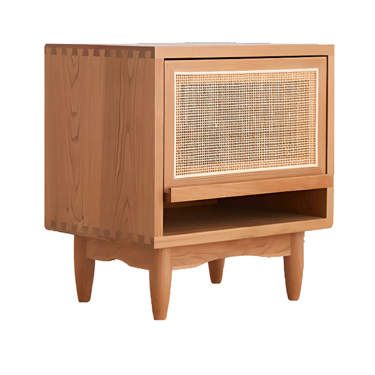 Natural Finish Wood Storage Nightstand with Legs