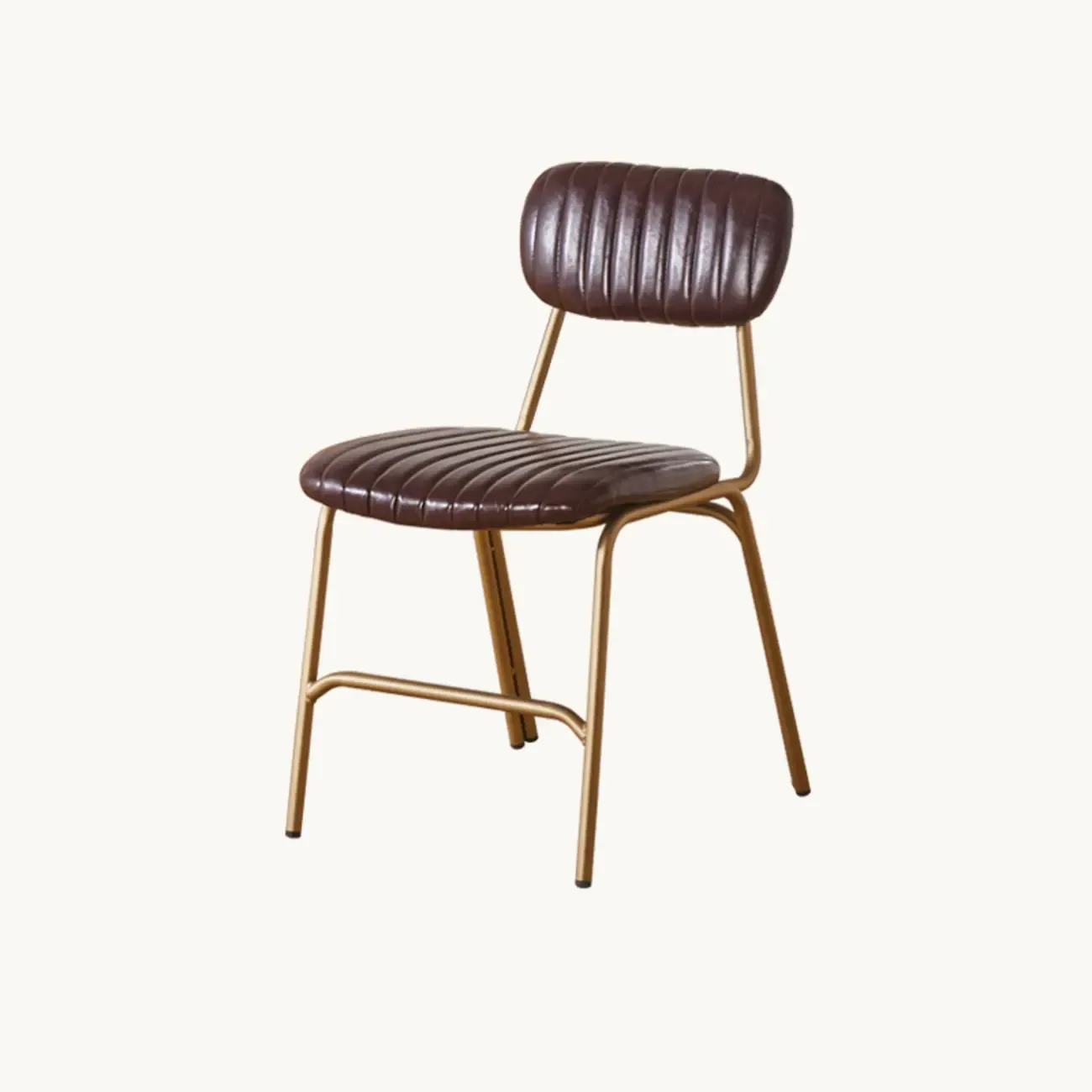 Modern Metal Frame Faux Leather Open Back Dining Chair