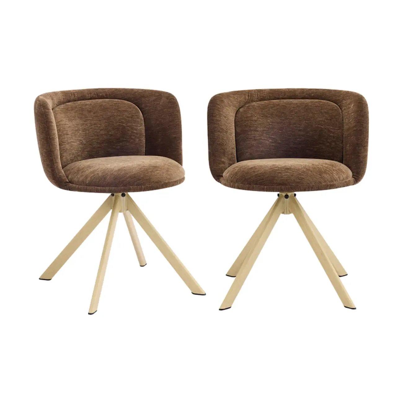 Modern Low Back Fabric Swivel Dining Chairs Set of 2
