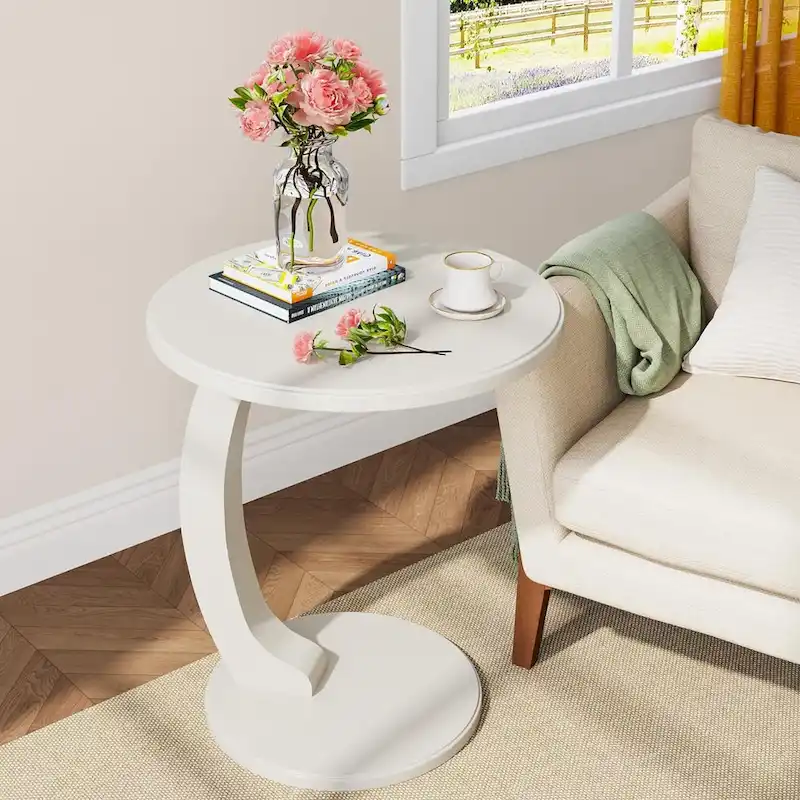 Wooden C-Shaped End Table