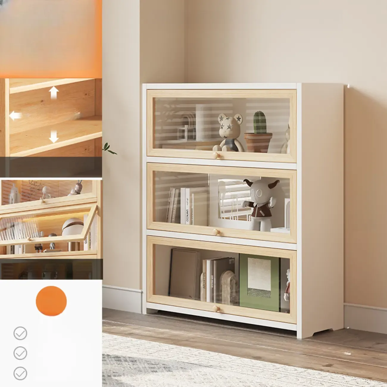 Classic Natural Finish Solid Wood 5-Shelf Display Bookcase