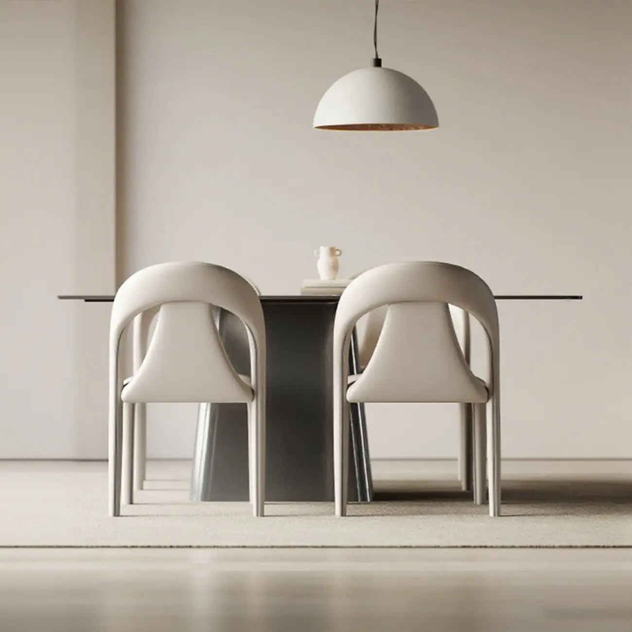 Modern Faux Leather Curved Back Armless Dining Chair Set of 2