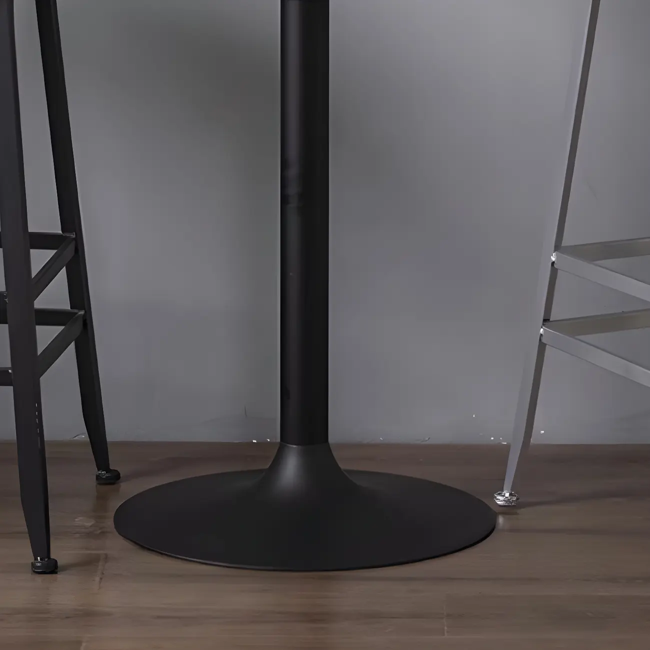 Industrial Brown Wooden Metal Pedestal Bar Tables