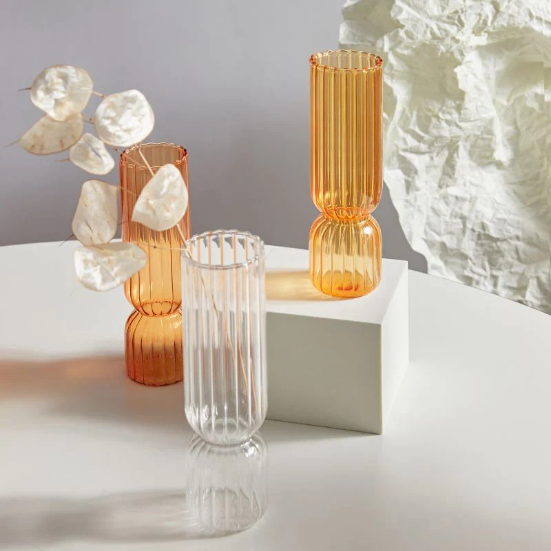 HULIANFU Nordic Glass Vase Small Glass Vases Flower Arrangement Home Decoration Accessories Modern Living Room Glass Ornament - Deanwangkt