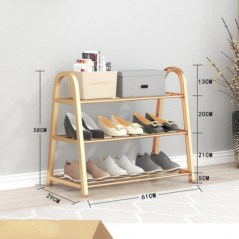 HULIANFU Shoe rack creative light luxury wind dust-proof storage shoe rack dormitory stainless steel - Deanwangkt