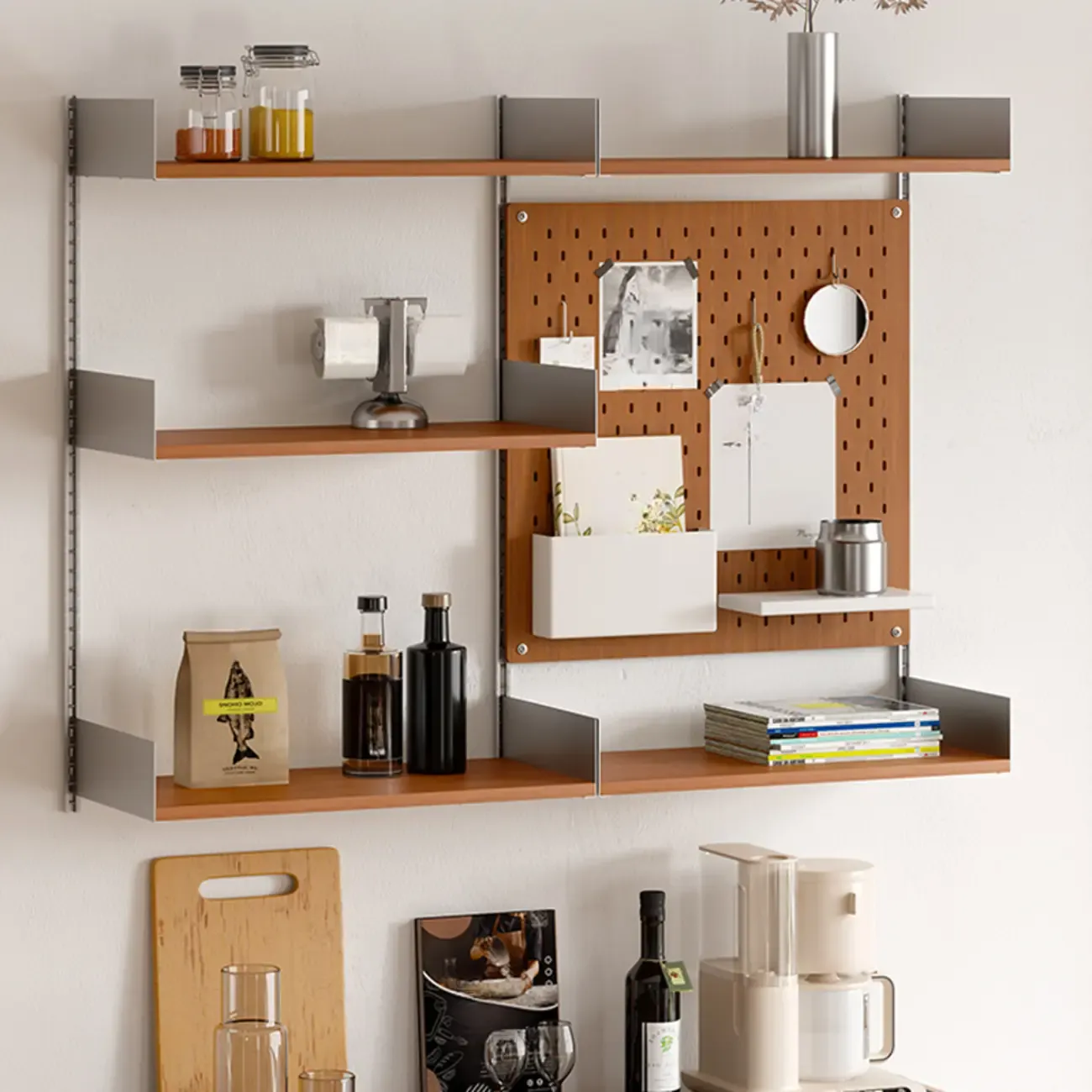Contemporary Alloy Wall Mounted Open Back Bookcase