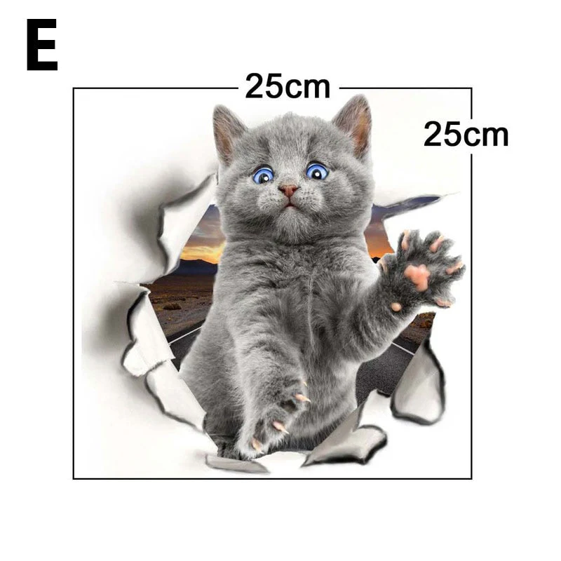 HULIANFU Toilet Stickers 3D Cat Vivid Wall Sticker  Fashion Lovely Animal Pvc Waterproof Decal For Bathroom Toilet Kicthen Decorative - Deanwangkt