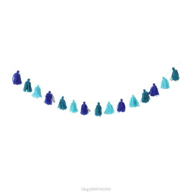 HULIANFU Nordic Cotton Rope Wooden Bead Garland with Tassel Wall Hanging Nursery Props Ornament Kids Baby Room Decor S24 20 Dropship - Deanwangkt