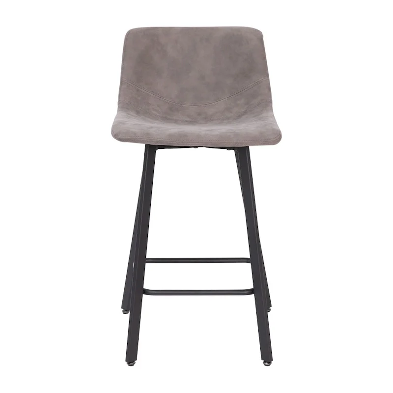 Set of 2 Armless Upholstered Metal Counter Stools