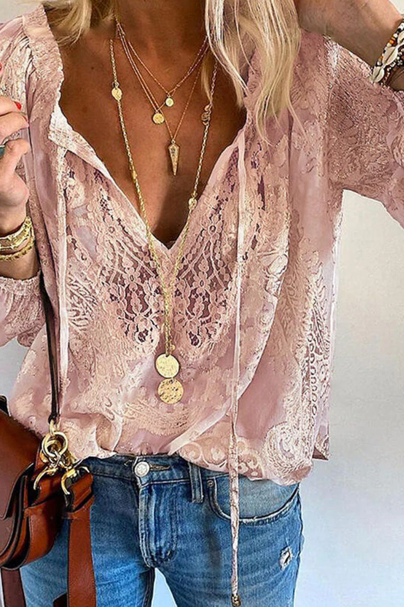 hulianfu Fashion Elegant Solid Patchwork V Neck Blouses(4 Colors) - Deanwangkt