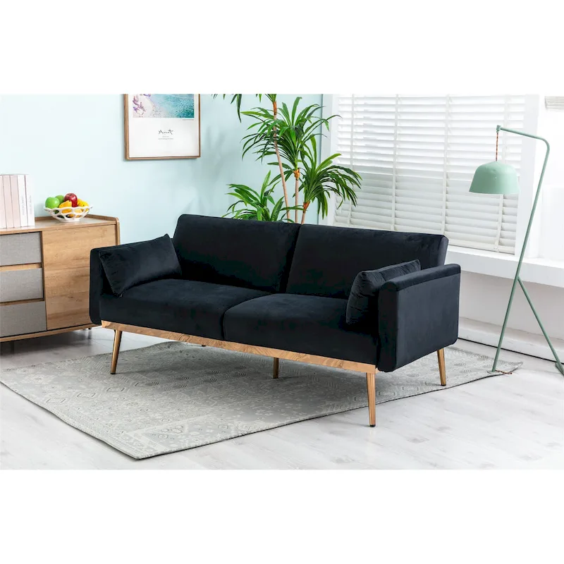 Velvet Upholstered Convertible Loveseats Sleeper Sofa
