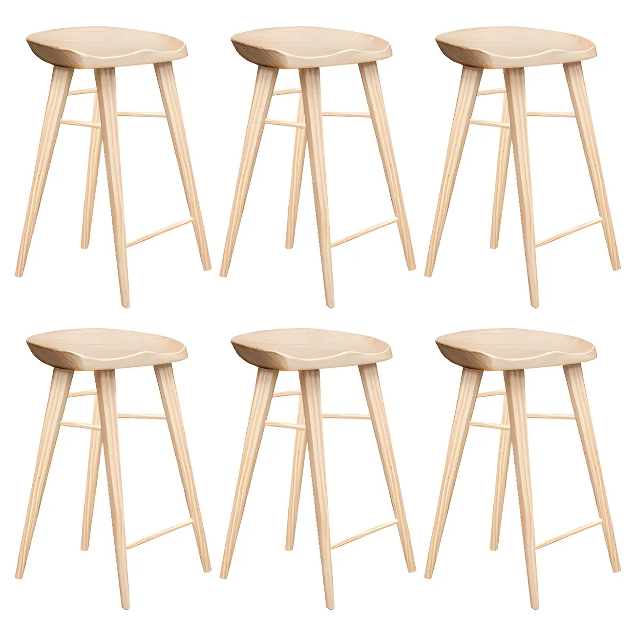 Counter Height Modern Wood Backless Bar Stool