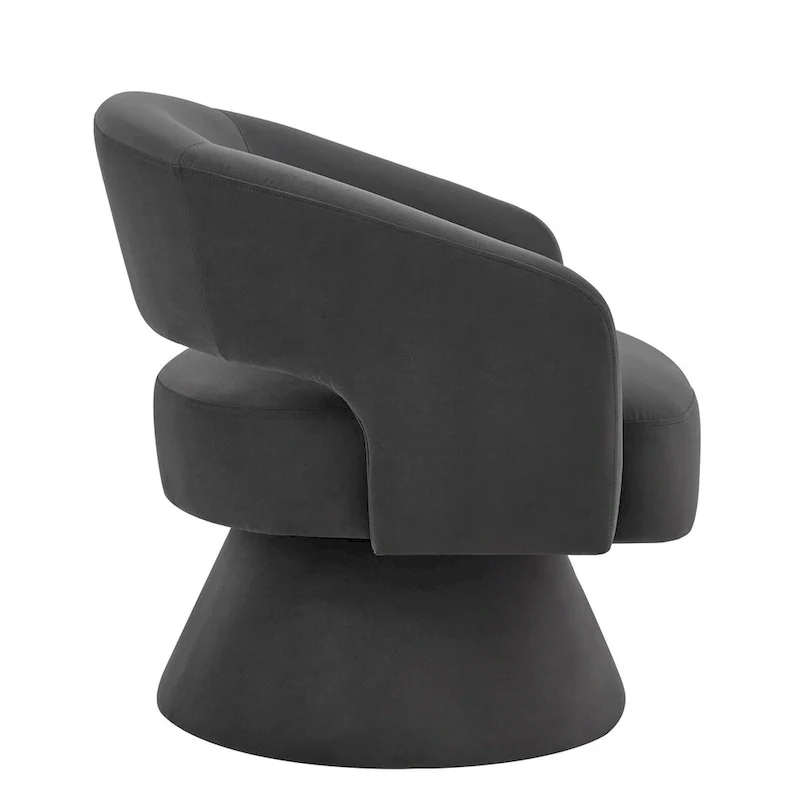 Upholstered Velvet Swivel Accent Chairs with Open Backrest