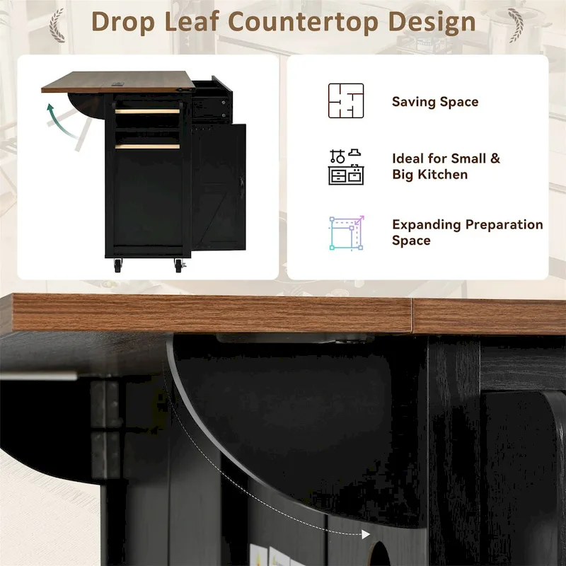 53.5Farmhouse Kitchen Island with Power Outlet