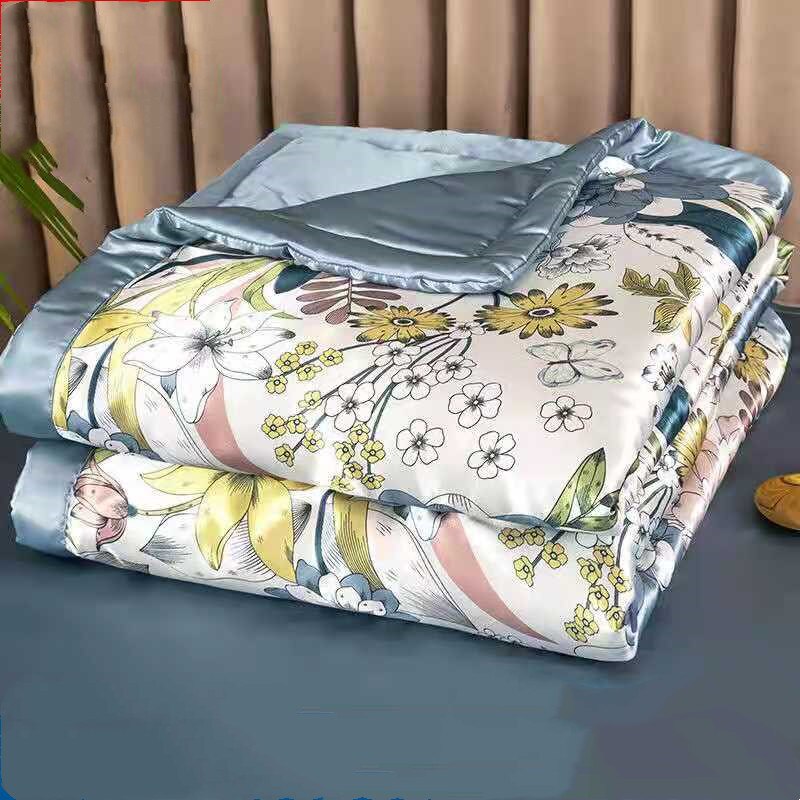 HULIANFU Summer Blanket Ice Silk Quilt Cool Feeling Nap Knee Air Conditioning Quilt Adult Children Washable Bedding - Deanwangkt