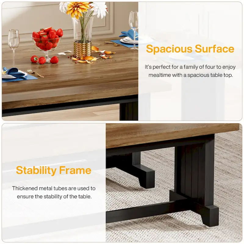 47 Inches Farmhouse Wood 3-piece Small Dining Table with 2 Benches - N/A