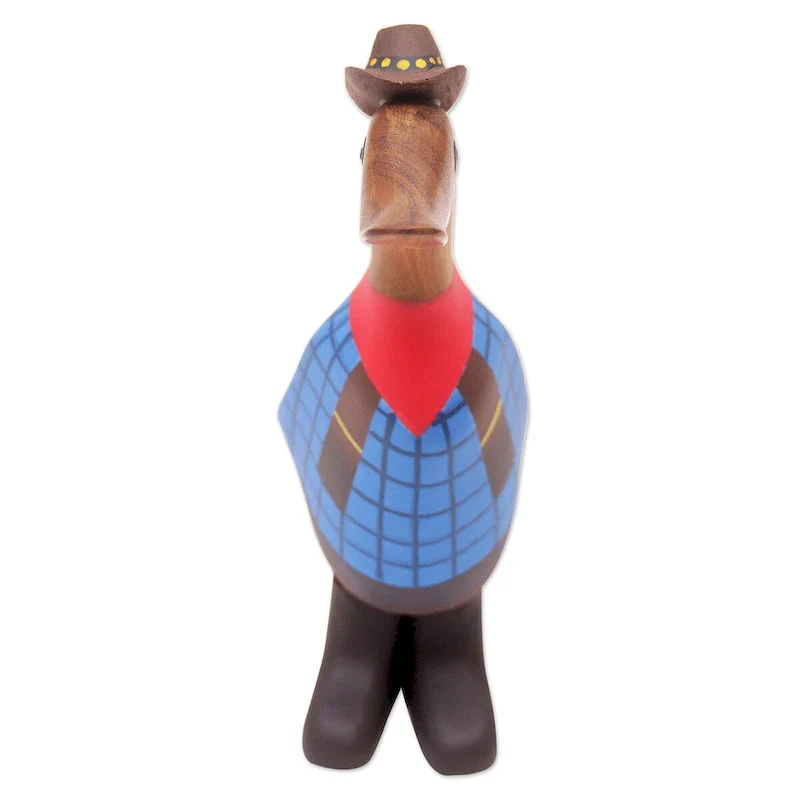 Novica Handmade Wrangler Duck Wood Sculpture
