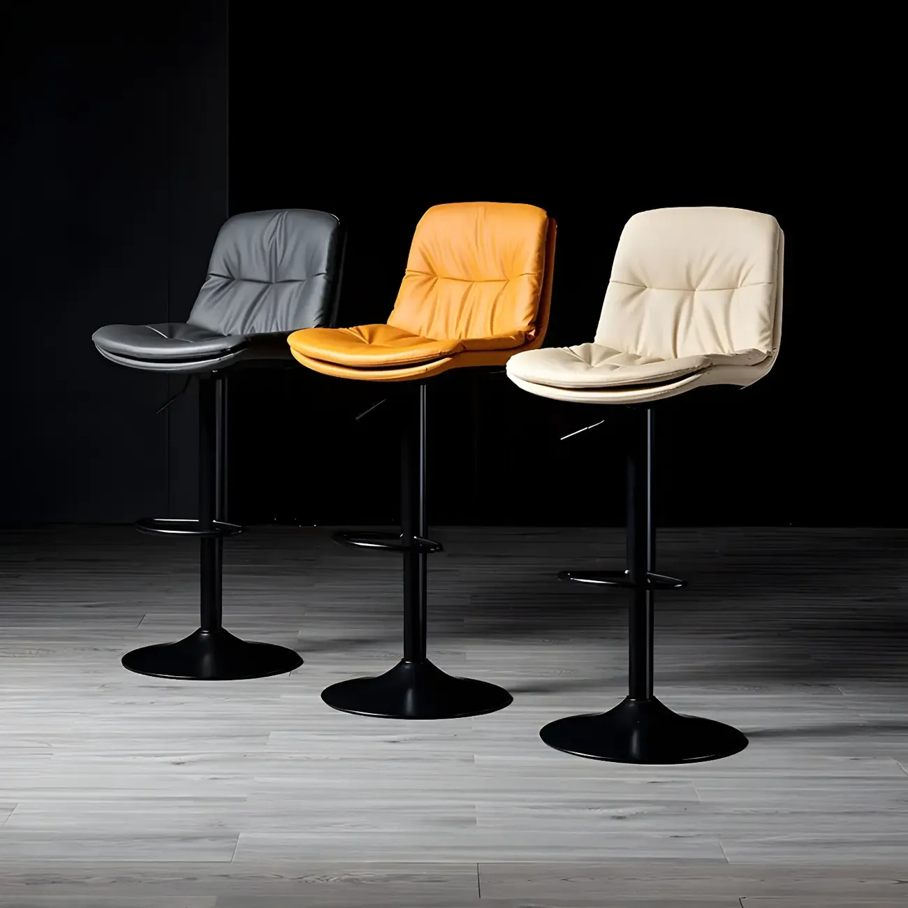 Adjustable Leather Low Back Swivel Bar Stool