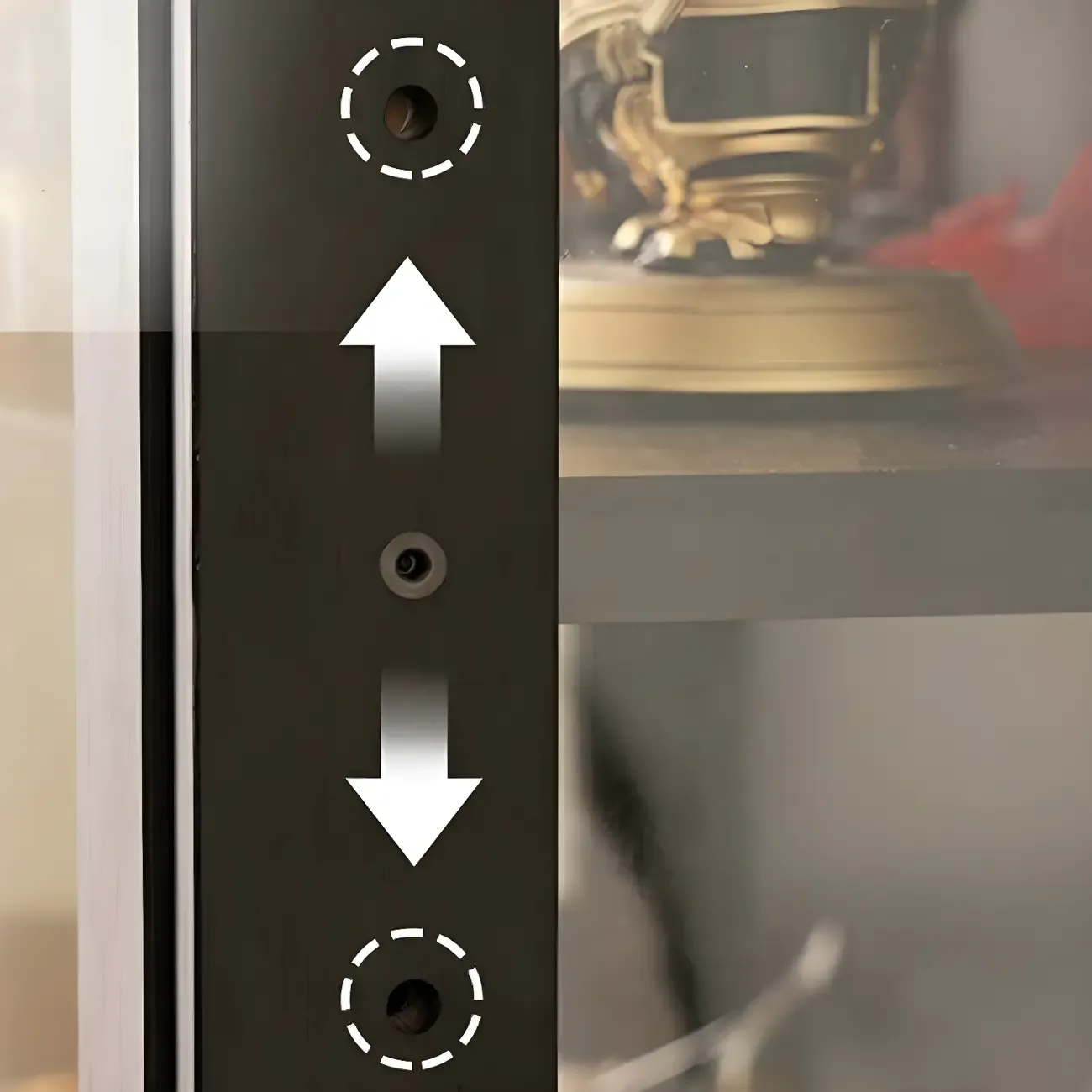 Modern Black Bamboo Adjustable Shelves Glass Display Cabinet