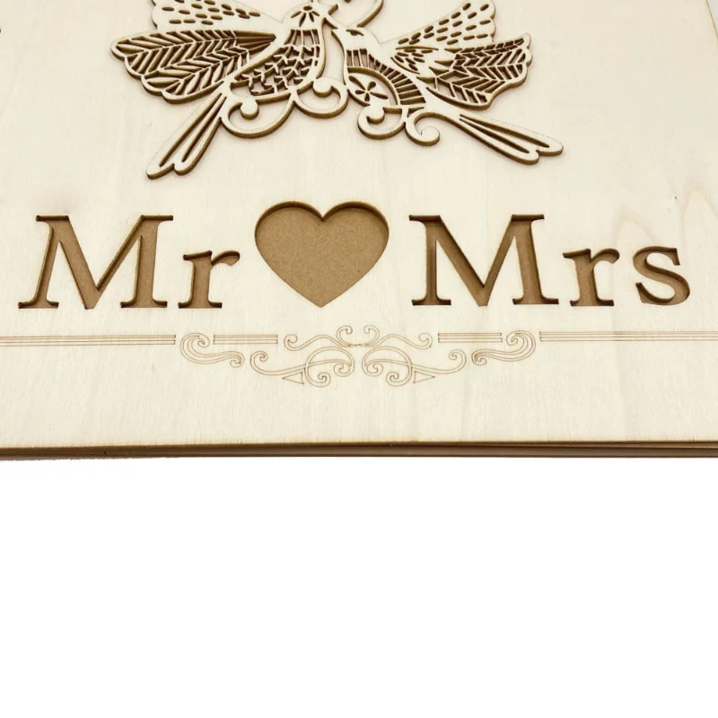 HULIANFU New Wooden Wedding Guestbook Reception Book Sign-in Book Personalized Mr. and Mrs. Photo Frame Wedding Decoration Supplies - Deanwangkt