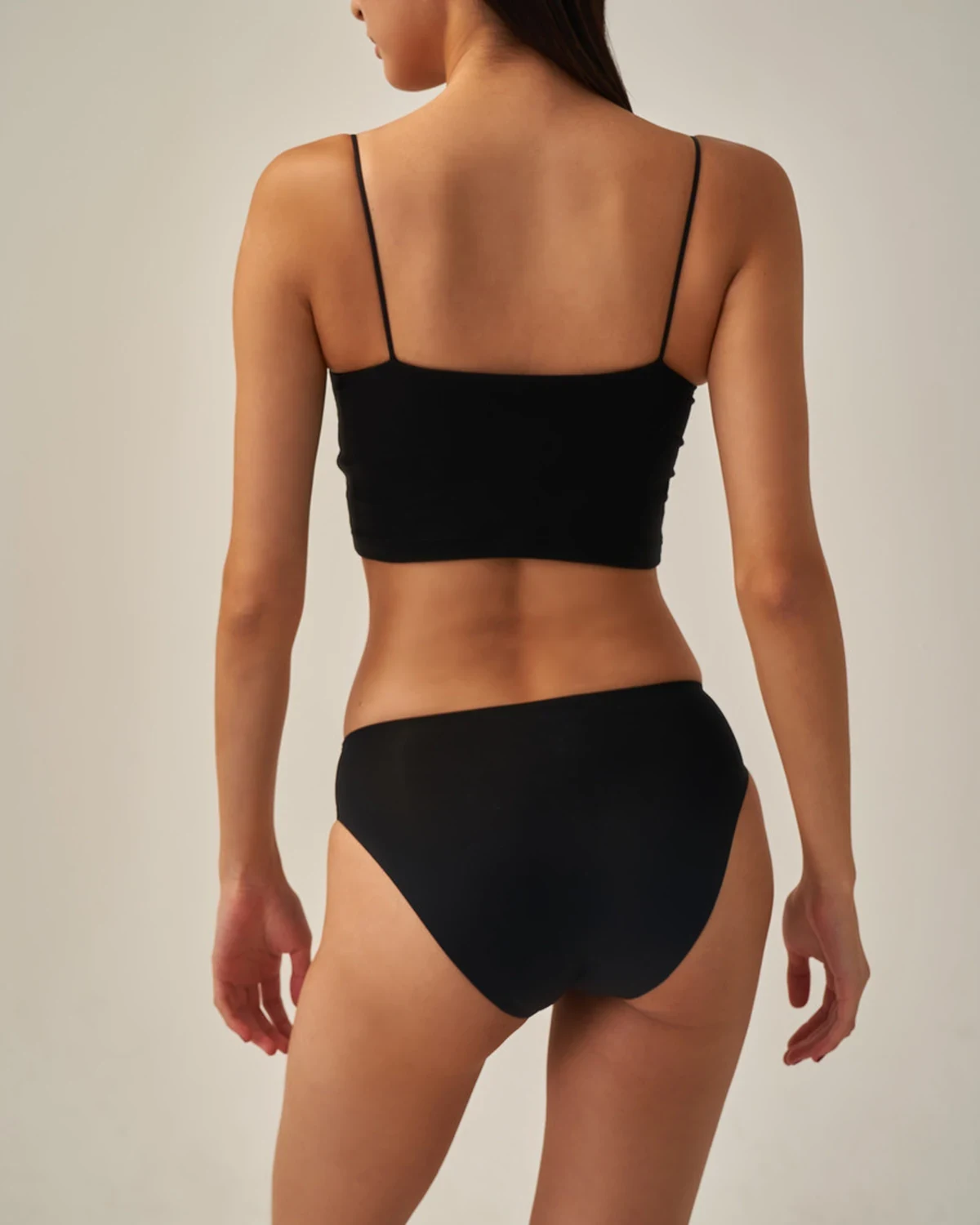 knitted cotton spaghetti-strap bra cami for women, built-in cup underwear, gathered and lifted, sexy open-back tube top