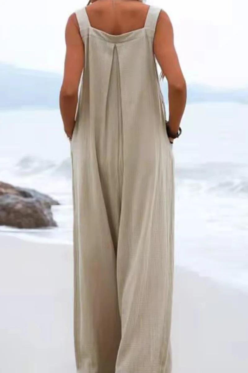 hulianfu Casual Solid Split Joint Square Collar Loose Jumpsuits（7 colors） - Deanwangkt