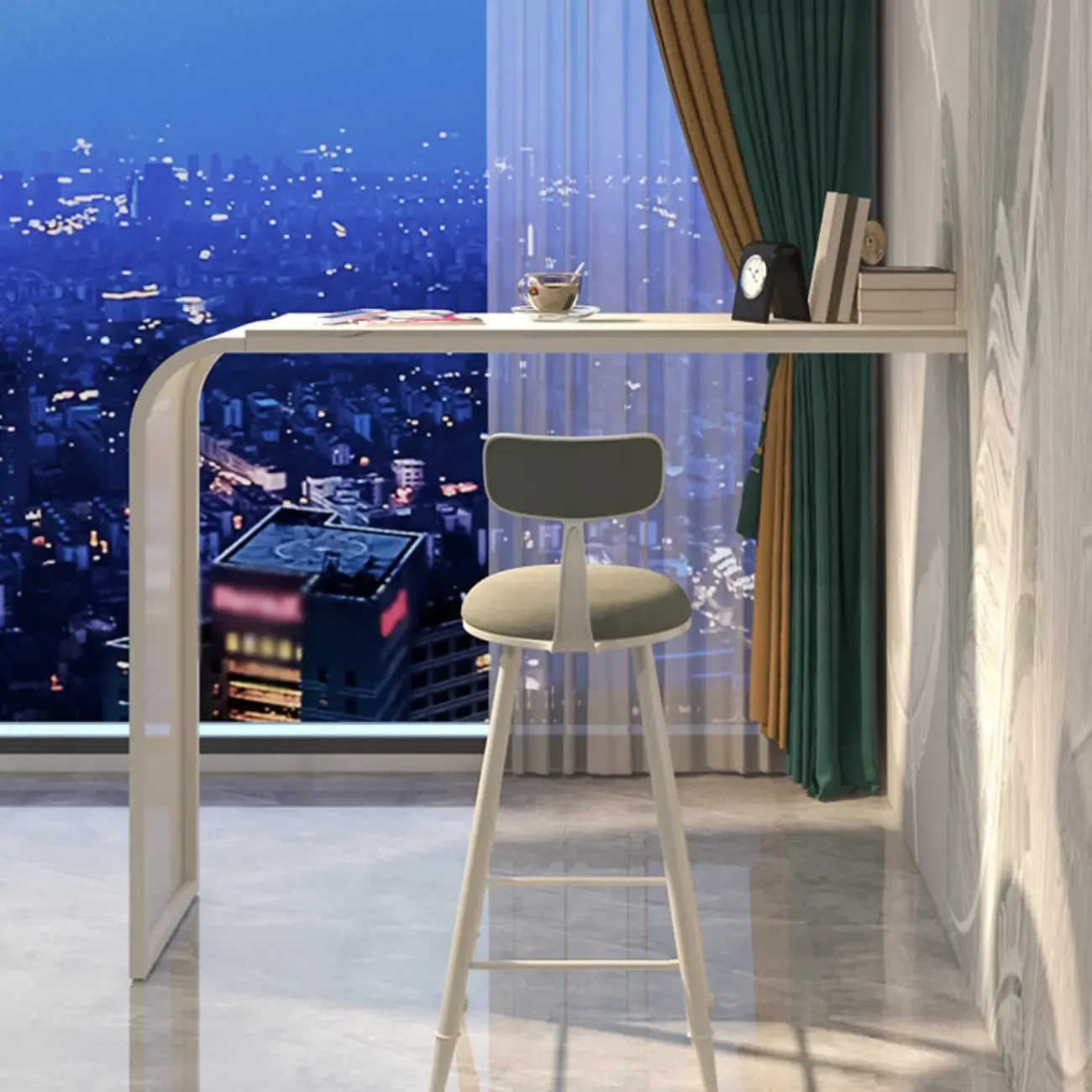 Minimalist Sleek White Metal Bar Table for Modern Home