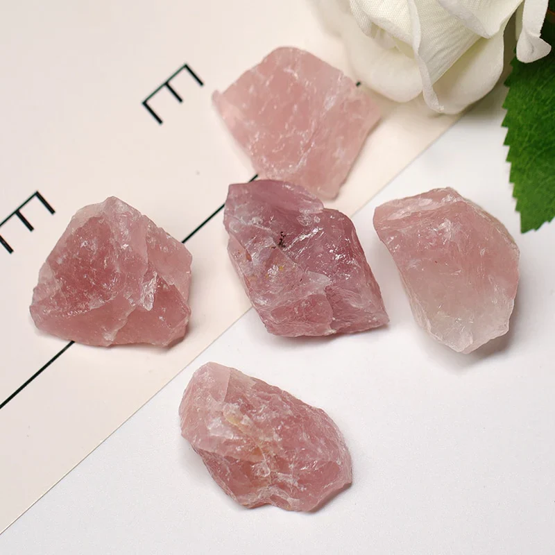 HULIANFU Natural Crystal Quartz Coarse Mineral Specimen, Rose Crystal, Irregular Shape, Rough Rock, Reiki Healing Stone Home Decoration - Deanwangkt