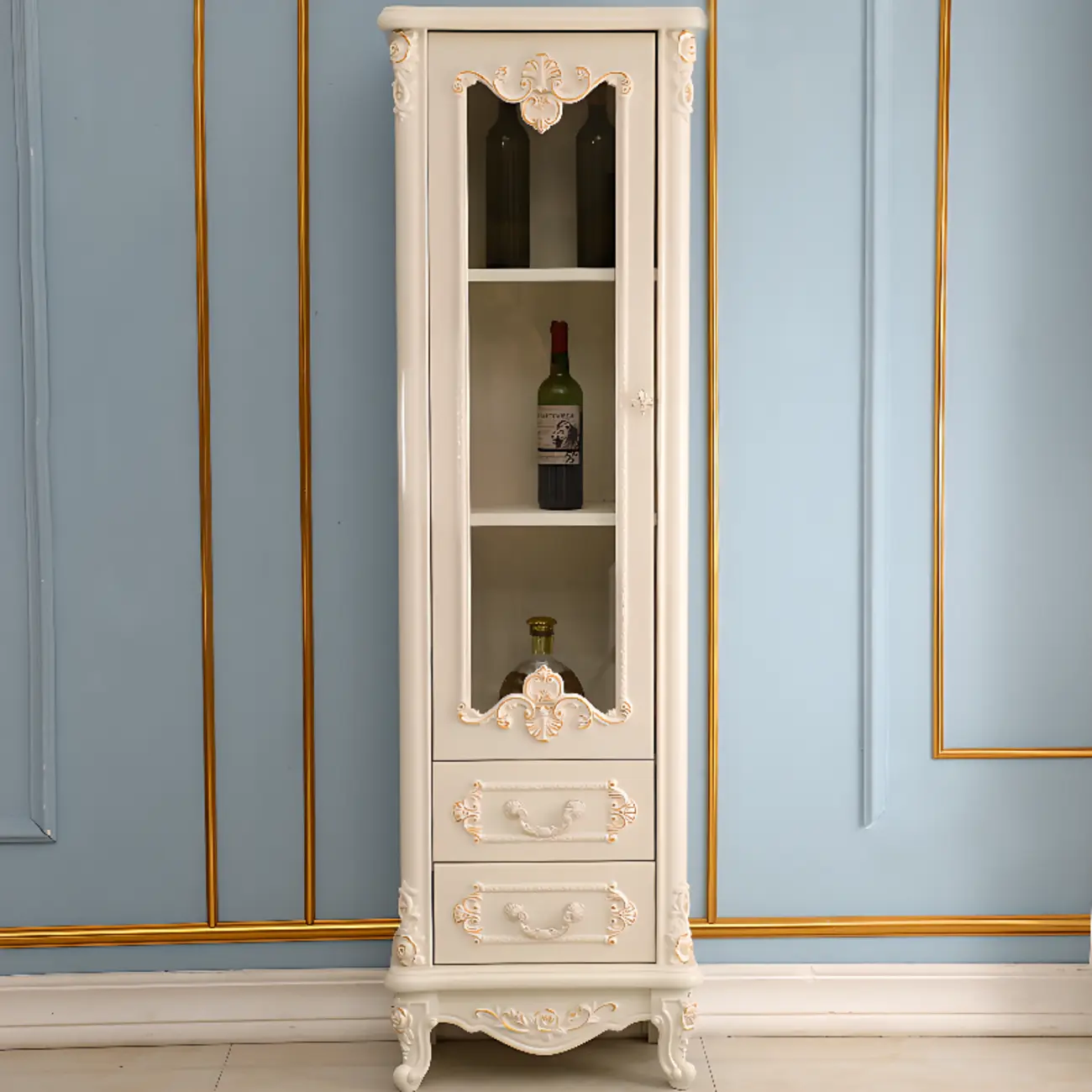 Scandinavian Wooden 2-Drawer Standard Curio Cabinet