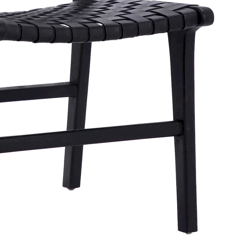 Maverick Top Grain Woven Leather with Teak Frame Dining Side Chair
