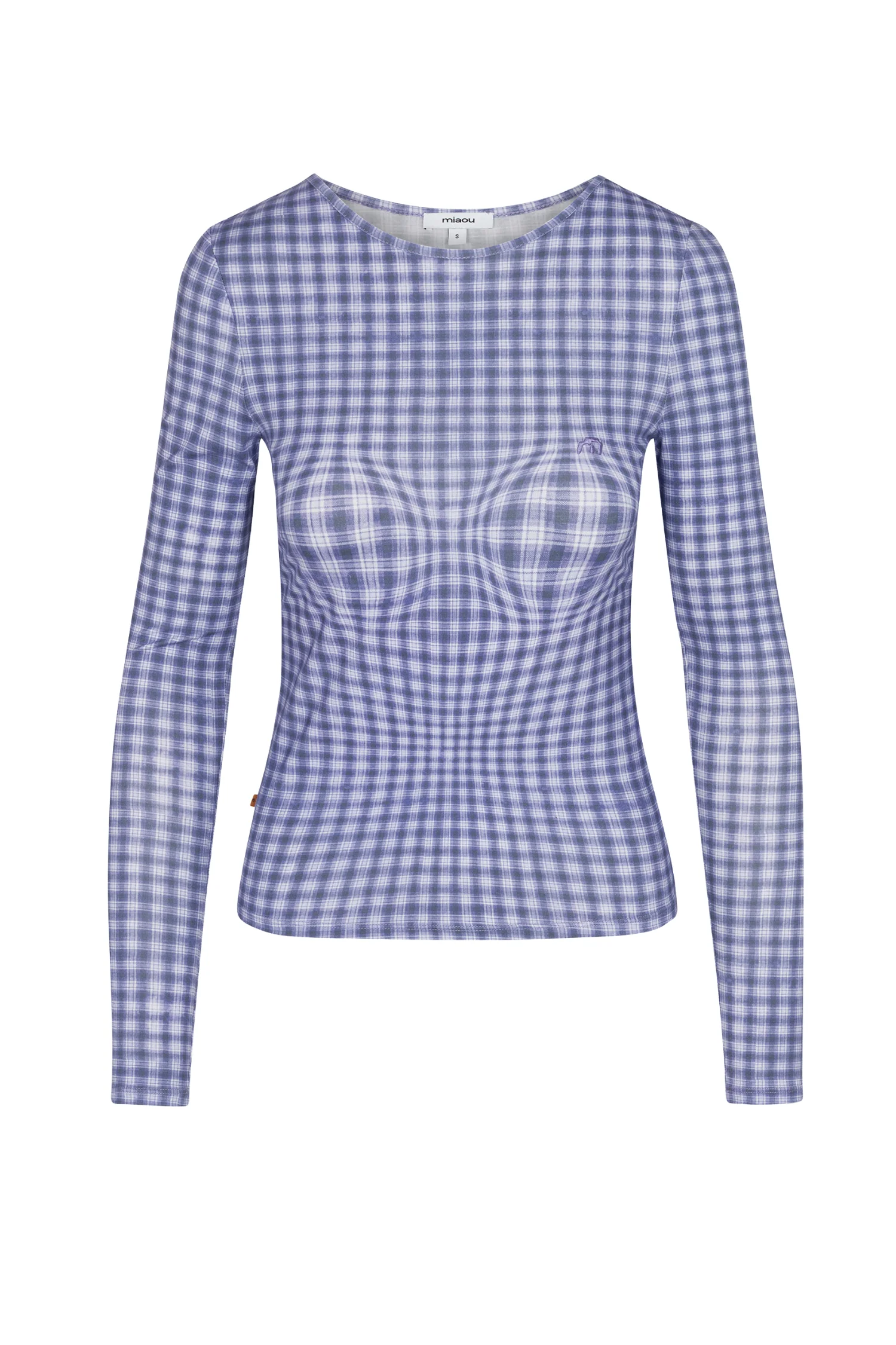 LONG SLEEVE TOP - NAVY WARPED PLAID