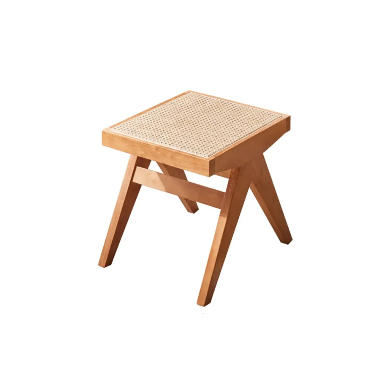 Elegant Rattan Top Finish Wooden Rectangular Cherry Benches