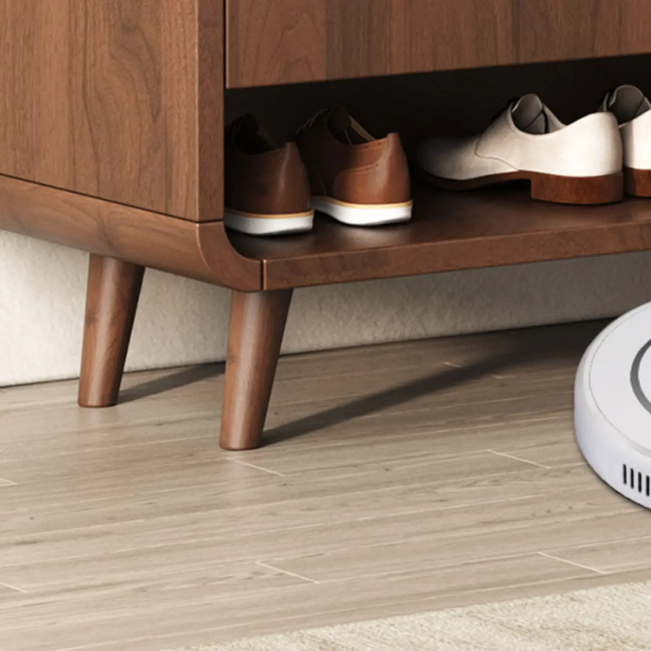 Modern Manufactured White Wood Shoe Cabinet