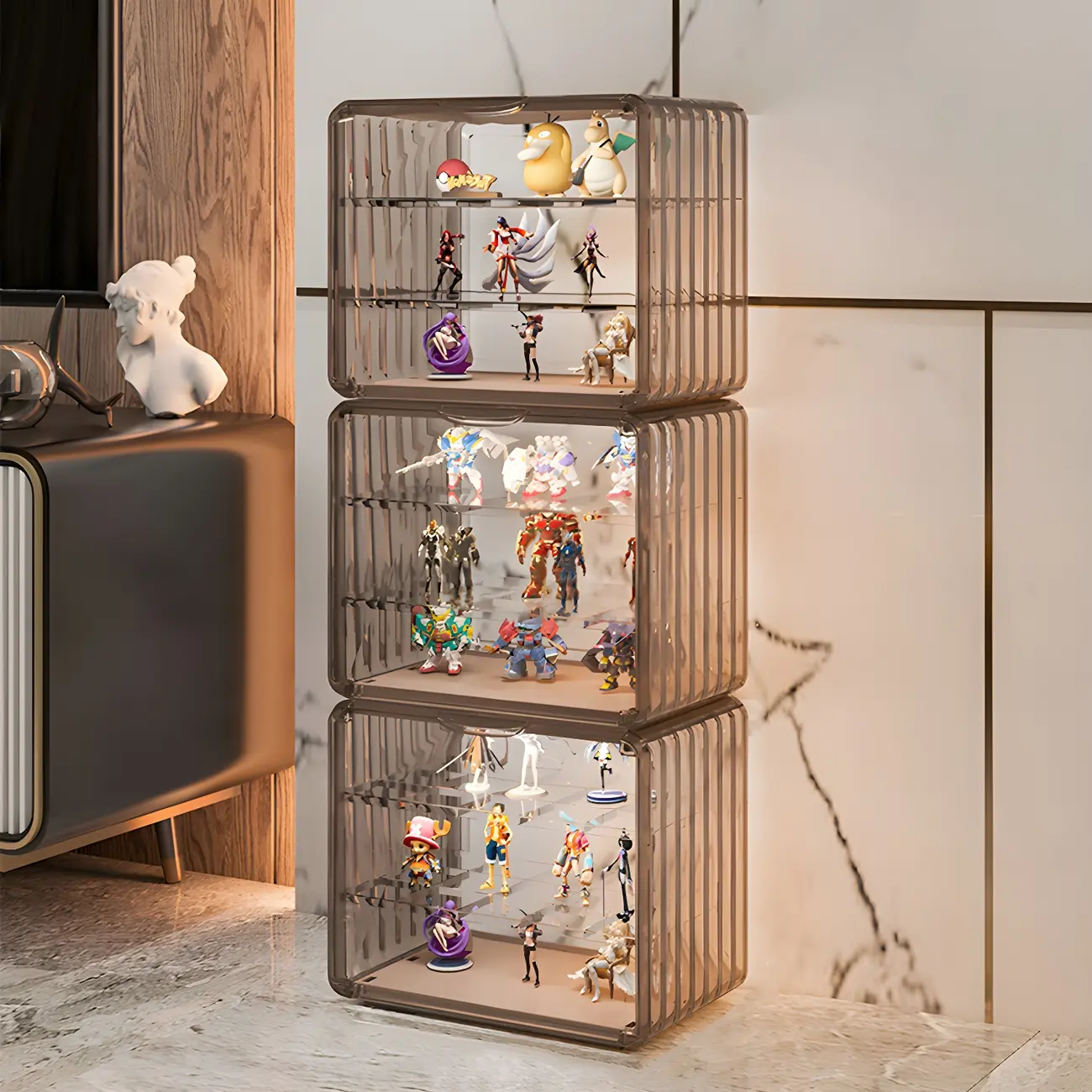 Stylish Stackable Green Clear Acrylic Display Cabinet