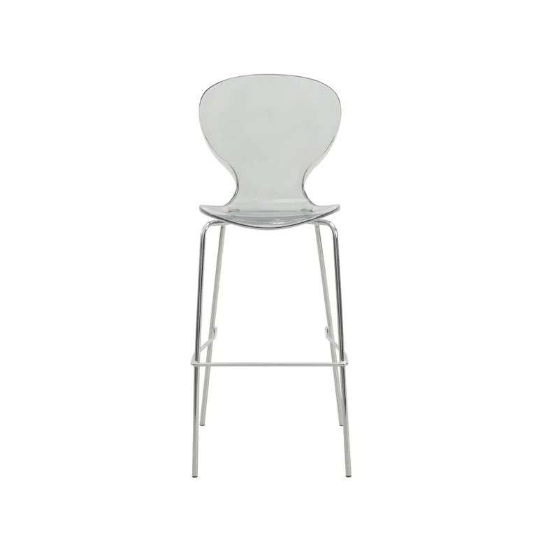 Acrylic Barstool with Steel Frame in Chrome Finish Oyster Series Set of 2