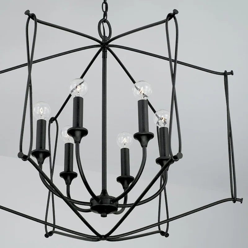 Bentley 28  6-light Black Iron Foyer Pendant