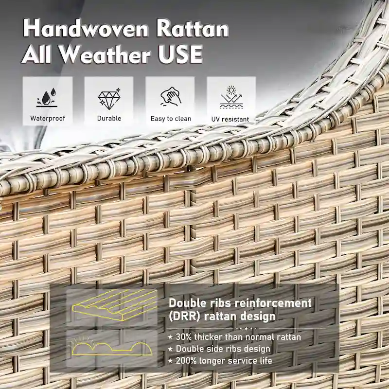 XIZZI 6-piece Patio Wicker Furniture Set with Fire Pit Table