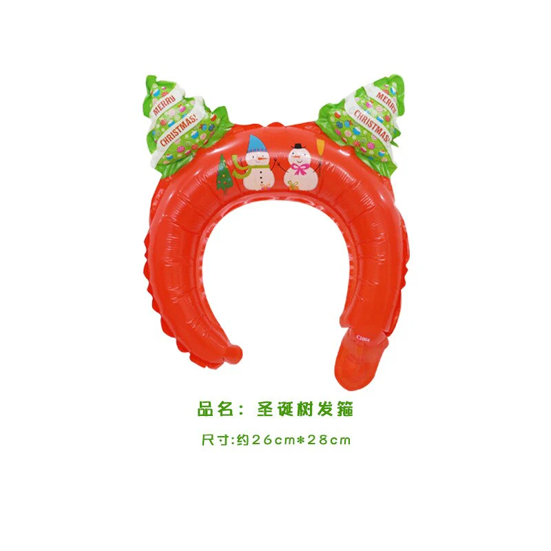 HULIANFU 2026  5pcs Christmas Hair Band Foil Inflate Balloons Santa Claus Snowman Headbands Balloon Kids Christmas Gifts Toys Balloon Balls - Deanwangkt
