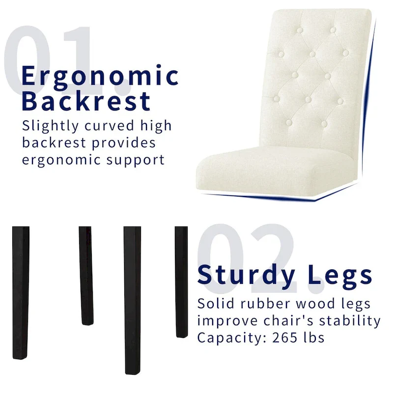 Subrtex Linen Parsons Upholstered Button Dining Chair (2-Pack)