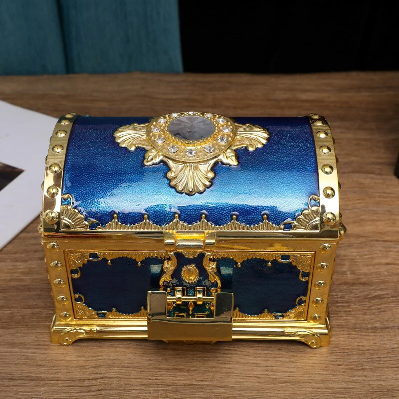 HULIANFU Luxury Golden Double Layers Jewelry Organizer Metal Storage Box Desk Makeup Organizers Box With Drawer Gift For Girl Friend.Z223 - Deanwangkt