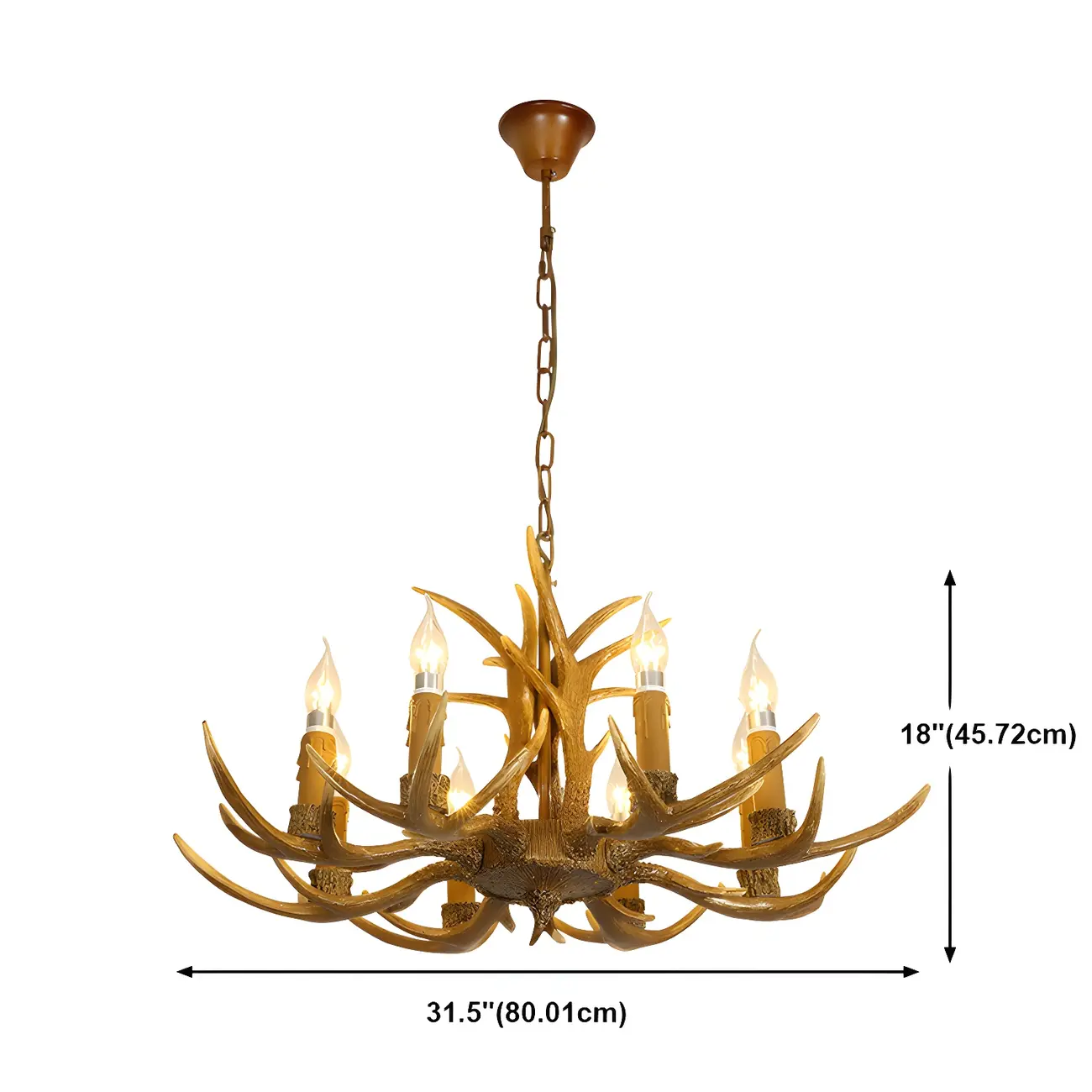 Gold Antler Shape Resin Rustic Chandelier Lighting