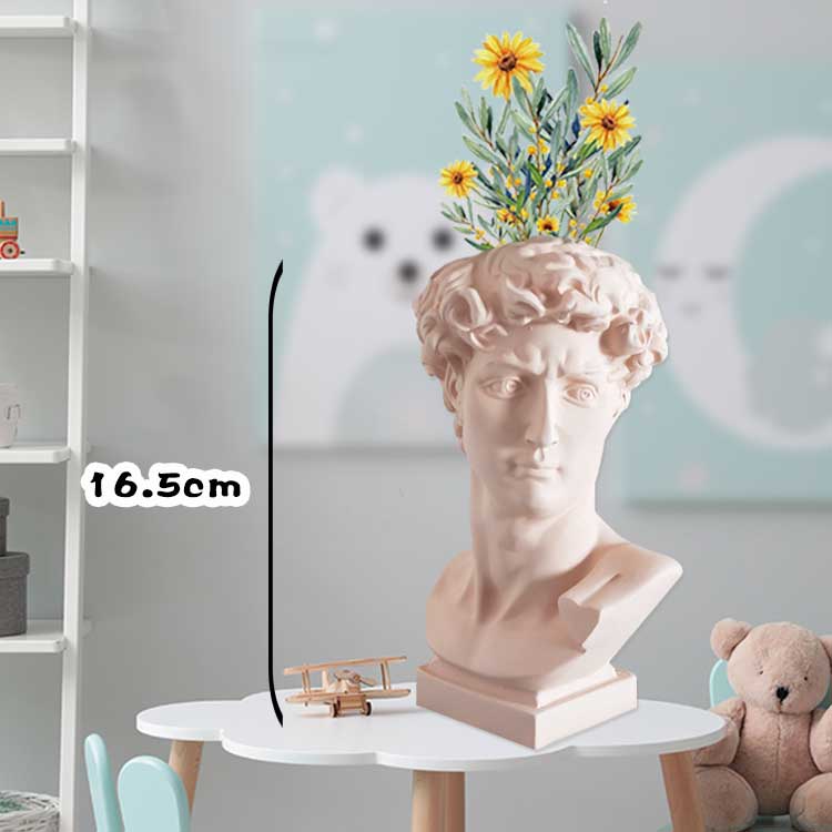 HULIANFU W&G Nordic Vase Home Decor Vase Creative Human Head Portrait Flower Vases Room Decoration Resin David Flower Vase Room Decor - Deanwangkt