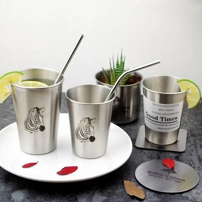 HULIANFU NorthernEurope Ins Industry Style 304 Stainless Steel Spray Paint Beer Cup Cold Water Drinks Cup Household Office Use Gargle Cup - Deanwangkt